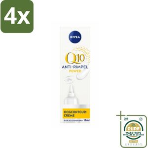 NIVEA - Oogcrème - Q10 POWER - Tegen donkere kringen & rimpels - Voor alle huidtypen - Met Q10 & Creatine - 15 ml - Voordeelverpakking - 4 stuks - Donkere kringen - Wallen