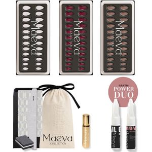 Maeva Collection Almond Bundle – Soft Gel Nagelsets Alba, Ornella & Mireille – Luxe Herbruikbare Press-On Nails – All-in-One Set – Amandelvorm – Zacht voor de Natuurlijke Nagel