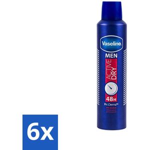 Vaseline - Men Active Dry - Deospray - Anti-Transpirant - 250 ml - Voordeelverpakking - 6 stuks