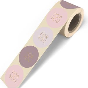 Sluitsticker - Sluitsticker XXL - For You - 5 assorti - Poeder - Rose - Nude - Lila - Mauve Pastel tinten – Taupe / Mauve - Poeder Rose / Beige l Verrassen | Envelop stickers | Cadeau – Gift – Cadeauzakje | Chique inpakken | DH Collection