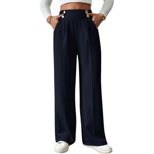 Nivard Pantalon Dames - Chino - Golfbroek - Nette Broek - Met Elastische Tailleband - Volwassenen - Marineblauw - S