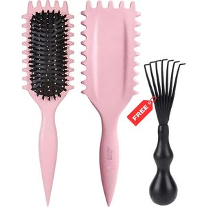 Guardian Beauty Haarborstel - Kruldefiniërende Borstel - Met Haarborstelreiniger - Roze