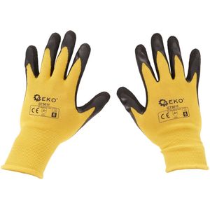 GEKO Elastische werkhandschoenen - latexcoating - maat 8 - geel