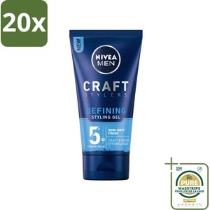20 x NIVEA MEN - Styling Gel - Matte Finish - 150 ml - Grootverpakking - Styling Gel Voor Mannen - Matte Finish Haar - Haar Fixatie - Haar Verzorging - Vitamine E Haar