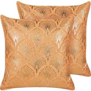 HOYA - Sierkussen set van 2 - Oranje - 45 x 45 cm - Katoen