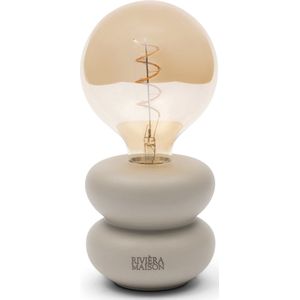 Riviera Maison Tafellamp Oplaadbaar Led Beige Bureaulamp Draadloos - Finley Bulb Dimbaar Nachtlamp Slaapkamer