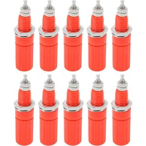 10 Stks 4mm Banaan Jack Socket M3 Terminal Banaan Binding Post Connector Jack voor Elektronische Apparatuur - Rood