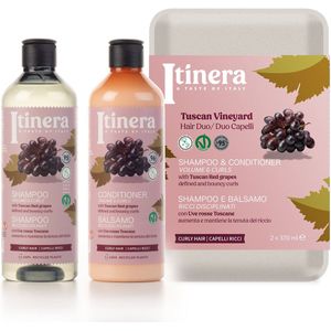 ITINERA Cosmetic Set: Shampoo + Conditioner voor Krullend Haar met Toscaanse Rode Druiven 2x370ml