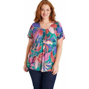 Losjes vallend gebloemd T-shirt met lange mouwen