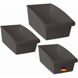 Novaliv cosmetica opbergset van 3 (2 stuks 25 x 12 cm en 1 stuk 25 x 16 cm) ANTRACIETGRIJS - make-up kwastenhouder? voor make-upkwasten eyeliner lippenstift lipgloss cosmetische kwast make-up