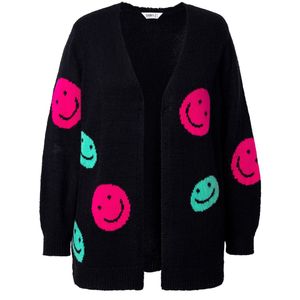 Angel of Style Angel of Style - Dames - vest straight fit smileymotief - Zwart - Maat 58+