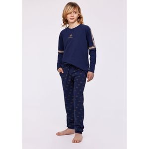 Woody Studio pyjama jongens/heren - donkerblauw - mammoet - 232-12-QRL-Z/826 - maat 140