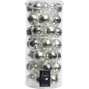 Tube 49x zilveren glazen kerstballen 6 cm - glans en mat - Kerstboomversiering zilver