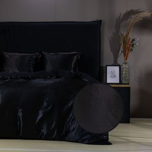 Y-NOT - Glans Satijn Croco Obsidian Black - Dekbedovertrek - Microvezel - Tweepersoons - 200x200/220 cm - Zwart