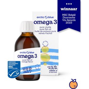 Arctic Blue - Omega 3 Visolie - 450 mg DHA + 380 mg EPA - Met Vit D - Sinaasappelsmaak - 50 doseringen - MSC Keurmerk