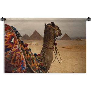 Wandkleed Egypte - Kameel op heuvel Wandkleed katoen 150x100 cm - Wandtapijt met foto