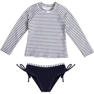 Badmode sport lange mouwen Navy strepen 140/146 (Valt klein)