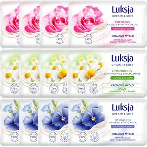 Luksja Handzeep Mixed Assortiment - Antibacteriële Zeep - Vegan Biodegradable Soap - 98% Natuurlijke Zeep Blok - 12 x 90 g
