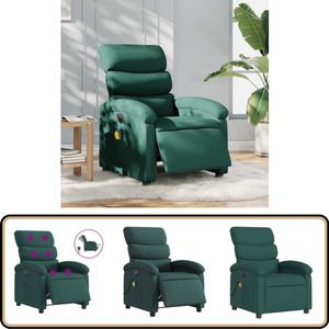 vidaXL Massagestoel - Elektrisch Verstelbaar - Stof - Donkergroen Elektrische Massagestoel - Massagerugkussen - Relaxstoel - Ergonomische Stoel - Lounge Stoel