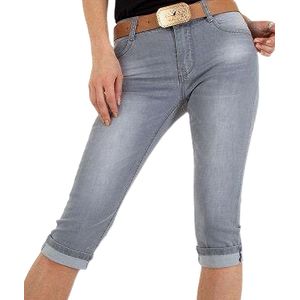 Dilena fashion Capri jeans miss grey met riem