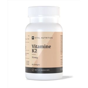 Vitamine K2 - 75 mcg - Best opneembare vorm: MK-7 - Olijfolie voor superieure opname - Onafhankelijk getest - 60 softgels