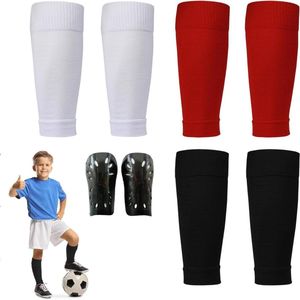 Voetbalsokken met scheenbeschermers voor kinderen - 3 paar in zwart, wit en rood