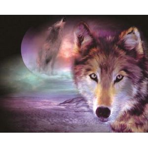 Diamond painting compleet pakket Mona Lisa 50x40cm: wolf met maan