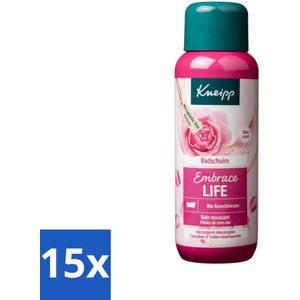 15 x Kneipp - Badschuim - Embrace Life - Anti-Aging verzorging - 400 ml - Badschuim Embrace Life - Anti-aging Badschuim - Roosgeur Badschuim - Gevoelige Huid Verzorging - Vegan Badschuim