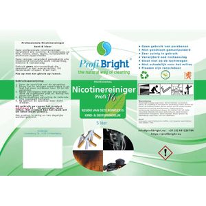 ProfiBright - Consument - Nicotinereiniger Profi16 - NAVULLING - Ontvet - Verwijderd ook roetaanslag - kant & klaar - Dierproefvrij - 5 liter
