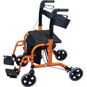 Aidapt VP184 2 in 1 rollator rolstoel oranje