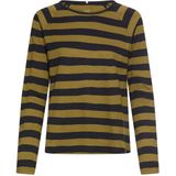 camel active Gestreepte longsleeve met raglanmouwen - Maat womenswear-XXS - Olijf