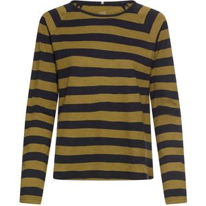 camel active Gestreepte longsleeve met raglanmouwen - Maat womenswear-XXS - Olijf