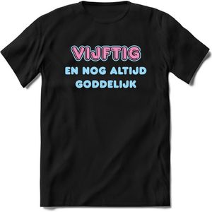 50 Jaar Goddelijk - Feest kado T-Shirt Heren / Dames - Licht Blauw / Licht Roze - Perfect Verjaardag Cadeau Shirt - grappige Spreuken, Zinnen en Teksten. Maat XL