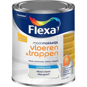 Flexa Mooi Makkelijk - Lak - Vloeren en Trappen - Mengkleur - Mooi IJswit - Mooi Makkelijk - 750 ml
