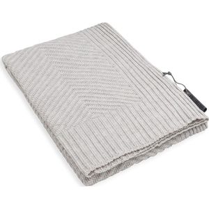 Knit Factory Beau Gebreid Plaid - Woondeken - plaid - Wollen deken - Kleed - Beige - 160x130 cm