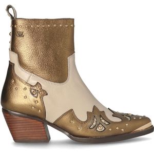 Lazamani - Kaia Dames Enkellaarsjes Leer Gold/White - Maat 37