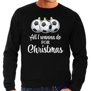 Bellatio Decorations Foute Kersttrui voetbal Kerst - sweater zwart - heren XL