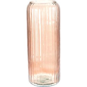 Excellent Houseware glazen vaas / bloemen vazen - roze - 15 x 37 cm
