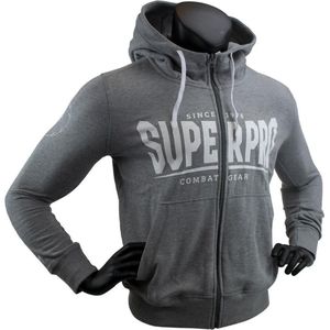Super Pro Hoody met Rits S.P. Logo Grijs/Wit Small