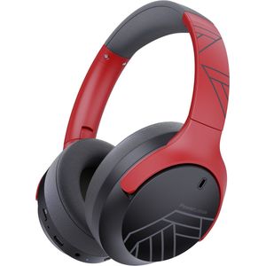 PowerLocus Boom - Koptelefoon Bluetooth - 60 uur batterijduur – Over Ear Koptelefoon Draadloos – 4 EQ-modi - Met Microfoon - Grijs/Rood