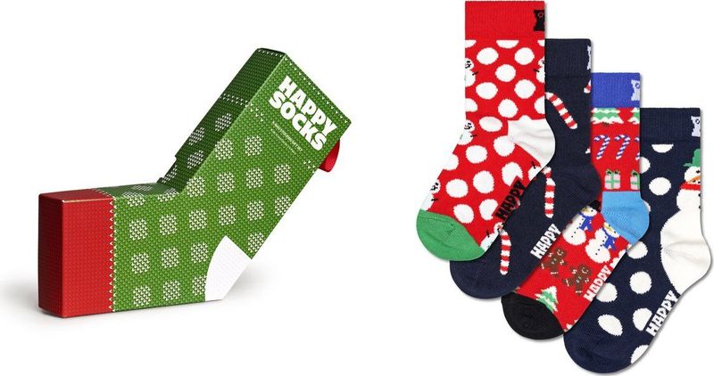 Happy Socks - Kids 4-Pack X-Mas Stocking Gift Set - Rood - Sokken