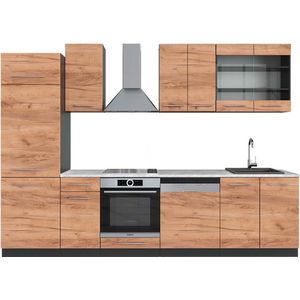 Vicco Fame-Line Complete keukeneenheid – 300 cm , WB Marmer Eik goud/antraciet , WB Marmer