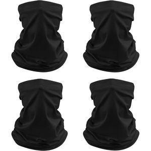 Set van 4 effen zwarte halsdoeken voor heren en dames, One size van zacht materiaal