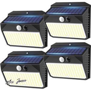 Mrs. Jones Zonnelampen voor buiten met bewegingsmelder 4 stuks zonnelampen voor buiten 150 leds buitenlamp 3 modi IP65 zonnelamp voor tuin treden garage .