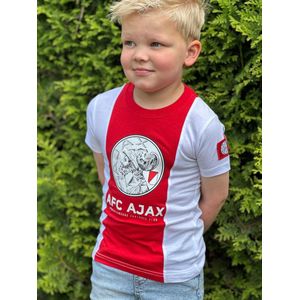Ajax T-shirt Wit Rood Wit Oud Logo kids 176 - 100% katoen