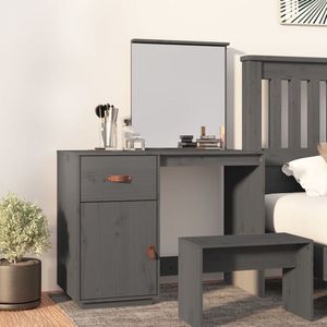 The Living Store Kaptafel 95x50x134 cm massief grenenhout grijs - Kaptafel - Make-up Tafel - Dressing Table - Badkamer Meubilair - Grenoble Hout