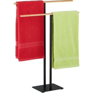 Relaxdays handdoekenrek vrijstaand - draaglast: 3-5 kg - handdoekhouder modern - 2 stangen