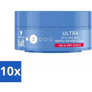 Taft - Ultra 2 - Styling Wax - Flexibele textuur - 75 ml - Bulkverpakking - 10 stuks