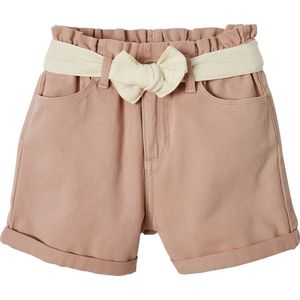 Vertbaudet Meisjesshort in paperbag-stijl met ceintuur van katoengaas