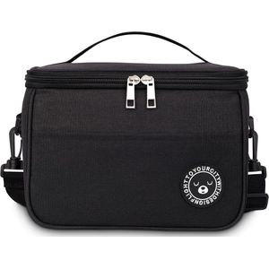 Famanu geïsoleerde lunchtas 6,4L, koeltas, Bento-lunchtas met schouderbanden, werklunchtas opvouwbaar, thermische lunchtas voor werk, reizen, kantoor, picknick (Zwart, 6.4L)